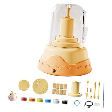 Imagem de Esquirla Kit de torno de oleiro infantil, máquina de modelagem de cerâmica, atividade artesanal faça você mesmo, kit elétrico para fazer artesanato.