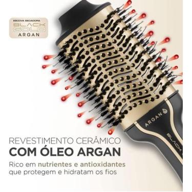 Imagem de Escova Secadora 3 Em 1 Black Gold Argan Mondial Bivolt 1300w, Preto, B