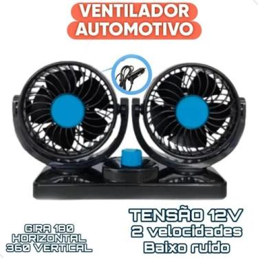 Imagem de Ventilador de Carro 12V Duplo Automotivo Potente Silencioso Giratório 