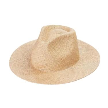 Imagem de Chapéu de sol masculino primavera verão jazz tesouro grama leve praia grande beirais protetor solar chapéu de palha cor verdadeira M 56-58 cm