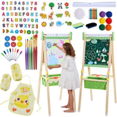 Imagem de Easel SWINSKUAD 3 em 1 para crianças com lousa magnética e quadro bran