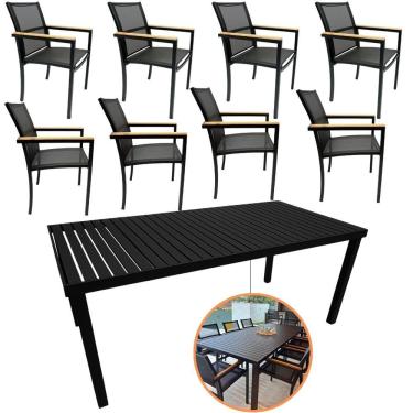 Imagem de Jogo De Mesa Ripada 8 Cadeiras Amélia De Jardim Piscina Jantar - Nossakasa Móveis