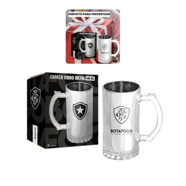 Imagem de Caneca Vidro Reforçado Metalic 480M Cerveja Botafogo Oficial