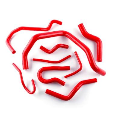 Imagem de XAJINGSU Kit de mangueira de refrigeração de radiador de silicone compatível com Honda Civic SOHC EG EK D15 D16 1,6L 9 peças 11 cores (vermelho)