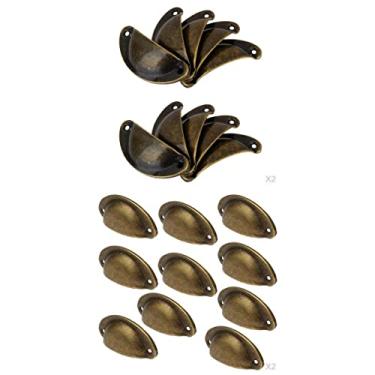 Imagem de Puxadores de armário estilo europeu vintage pacote de 20/40 peças - Puxadores de puxador de liga de zinco em forma de concha elegante para cômoda, gaveta, armário - alças de copo de bronze com -