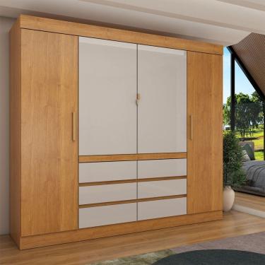 Imagem de Guarda-Roupa Casal Luxúria 4 Portas 6 Gavetas Cinamomo/Off White - Panorama Móveis