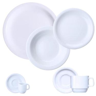 Imagem de Jogo Jantar Chá Café Versátil 28 Peças Schmidt 4 Pessoas - Porcelanas 