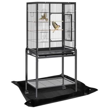Imagem de Tapete impermeável para gaiola de pássaros 99 x 99 cm, fácil de limpar e uso conveniente sob a gaiola de animais de estimação tapete para proteger pisos (preto)