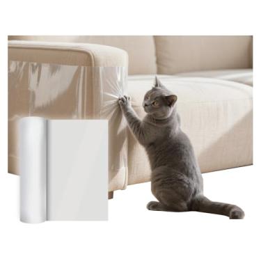 Imagem de Protetor de móveis antiarranhões para gatos, protetor de sofá de 30 cm × 500 cm de garras de gato, protetor de porta contra arranhões de cães, autoadesivo transparente para móveis, portas, paredes