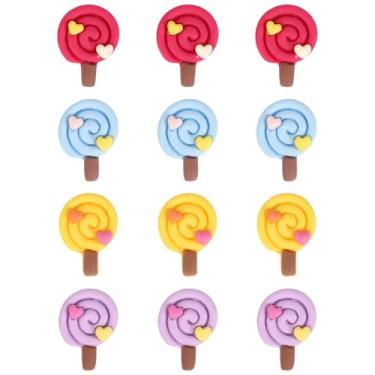 Imagem de Conjunto de mini pirulito magnético colorido, imãs de geladeira divertidos e fofos para sala de aula, escritório, 12 peças de ímãs de geladeira de cozinha doméstica (formato de pirulito)