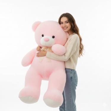 Imagem de Ursinho de Pelúcia Gigante Rosa 1 Metro – Companheiro Fofo e Aconchegante