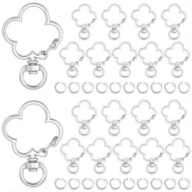 Imagem de SOFPLATE 1 caixa com 40 conjuntos de chaveiro de flor, fecho de lagosta, com anéis de salto, fivelas giratórias, clipes de pressão de mola para decoração de bolsa, acessórios de fabricação de joias