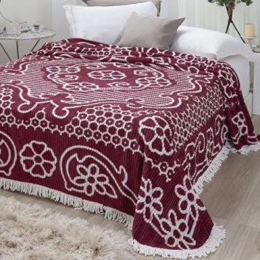 Imagem de Colcha Chenille Canelada Bruna Jolitex Vinho/Branco Casal Poliéster