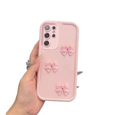 Imagem de Sunswim Capa com laço para Galaxy S23 Ultra para mulheres meninas fofa Kawaii 3D fita rosa laço elegante estética moderna macia durável proteção à prova de choque capa de telefone para Samsung Galaxy