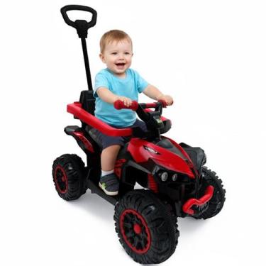 Imagem de Carrinho Passeio Mini Quadriciclo Infantil Brinquedo 2 em 1 com Empurr
