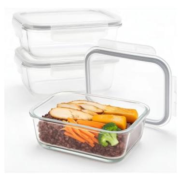 Imagem de Pote de Vidro Hermético com Tampa de Silicone, 10 Unidades, 640ml, Vedação 100% Hermética, Cristalino, Para Micro-ondas e Freezer, Ideal Para Marmitas e Refeições