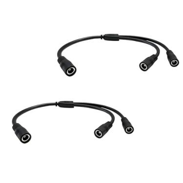 Imagem de 2 peças, 1 fêmea para 2 fêmeas, DC 5,5 x 2,5 mm, divisor de energia de 12 V para conector de LED, cabo divisor em Y para câmera de segurança