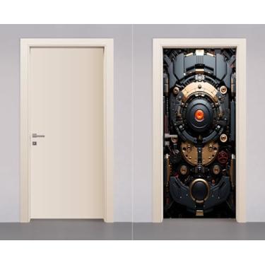 Imagem de Adesivo Envelopamento Decorativo de Porta Madeira Reator Nuclear 3D (90cm)