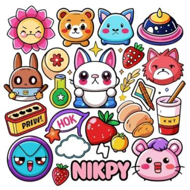 Imagem de Adesivo decorativo infantil Kawaii com personagens coloridos para quartos e cadernos 40x40cm