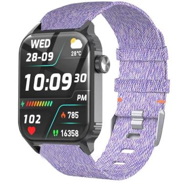 Imagem de Compatível com pulseiras TRAUSI para relógios inteligentes, pulseira de substituição de tecido de nylon respirável de liberação rápida compatível com relógios inteligentes TRAUSI TG08 de 4,6 cm HD