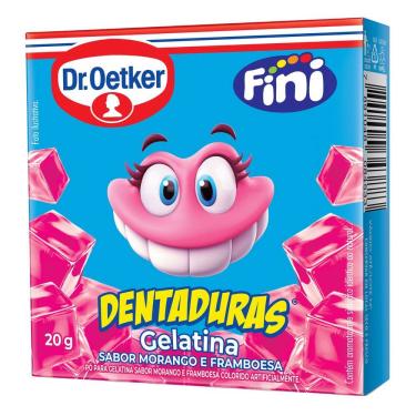 Imagem de Gelatina Dr. Oetker Fini Dentaduras Sabor Morango e Framboesa 20g