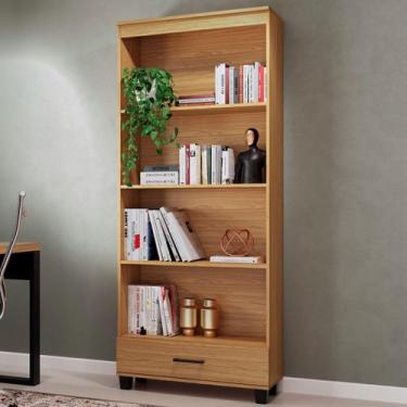 Imagem de Estante para Livros 1 Gaveta 3 Prateleiras 100% Mdf Freijó C57 - Prade