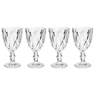 Imagem de 4 Taça Diamante Copo Vidro Transparente 300ml - ECO'S