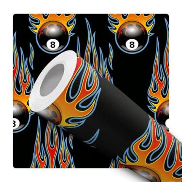 Imagem de Papel de Parede Adesivo Bola Bilhar Preto Laranja Azul Sinuca Sala de 