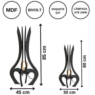 Imagem de Luminária de Chão MDF PALACE - LENOBRE, Preto, Kit com 2 - 85x45cm e 6