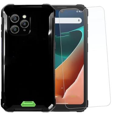 Imagem de TNKISRY Capa para celular Blackview BV5300 [6,1 polegadas] [2 unidades], capa macia de TPU protetora preta, posição precisa do orifício, película protetora de tela temperada
