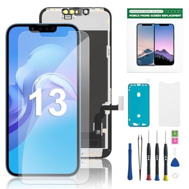 Imagem de hoysg Tela de substituição para iPhone 13 HD 15.5 cm LCD e digitalizador 3D Touch com ferramentas de reparo, fita impermeável, protetor de tela e True Tone para A2633 A2482 A2631 A2634 A2635
