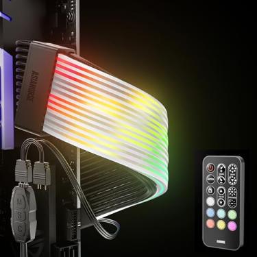 Imagem de Asiahorse Capa Aurora Pro Argb PSU com 108 LEDs endereçáveis, capa de cabo de alimentação Aurora Argb para placa-mãe e fonte de alimentação Gpu PC, sincronização Argb 5v 3 pinos, adequada para fonte