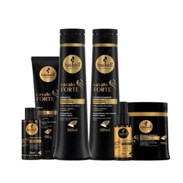Imagem de Kit Haskell Cavalo Forte Sh Cond 500ml Masc 500g Completo