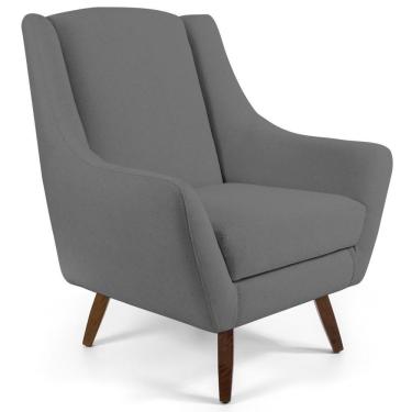 Imagem de Poltrona Fixa Pés De Madeira Juliet D02 Linho Cinza C-416