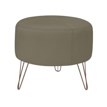 Imagem de Puff Decorativo Redondo Pés Metal Couro Fendi