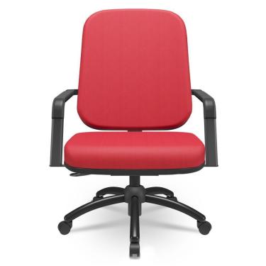 Imagem de Cadeira De Escritório Giratória Com Braço Preta Magno P03 Crepe Vermelho - Lyam Decor