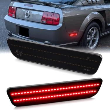 Imagem de Luzes de LED vermelhas para Ford Mustang 2005-2009 com duas fileiras para para-choque traseiro conjunto de lâmpada para-choque 2 peças lentes fumê