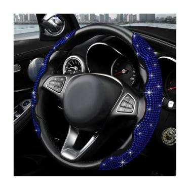 Imagem de MUQIDA 2 peças de capa de volante, protetor de volante segmentado de strass cintilante serve para 35,5 cm a 15,6 polegadas, capa de envoltório de roda antiderrapante, acessórios interiores de carro