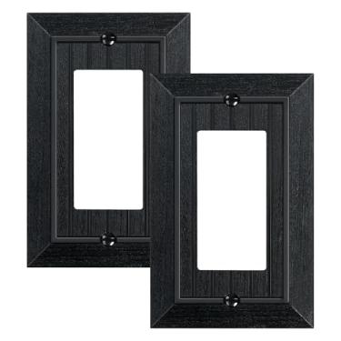 Imagem de Pacote com 2 capas clássicas para placa de parede decoradora de quadro de contas, preto fosco, placas de interruptor decorativas e tampas de tomada, placa de parede de policarbonato inquebrável
