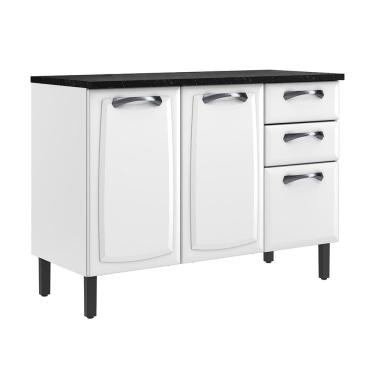 Imagem de Balcão de Cozinha em Aço 3Portas 2Gavetas Branco New Premium