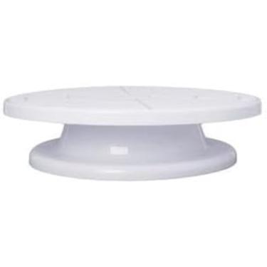 Imagem de Boleira Giratória Bailarina para Confeitar – Base 28 cm – Ideal para Bolos e Tortas – Cor Branca