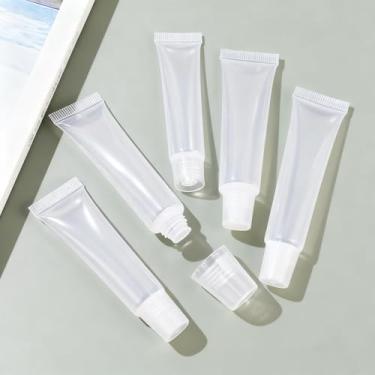 Imagem de Pacote com 6 tubos de brilho labial vazios de 8 ml, recipientes transparentes e macios para bálsamo labial recarregáveis, tubos cosméticos para maquiagem e viagens