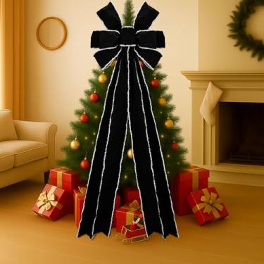 Imagem de Hungdao Arcos de veludo de Natal extragrandes de 59,9 cm x 180 cm, enfeite de árvore de Natal, enfeite de arco de guirlanda gigante com borda branca para decoração de festa de Natal, porta da frente