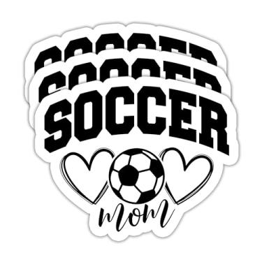 Imagem de (3 peças) Adesivos Soccer Mom - Decalque de vinil impermeável para livros, laptops, copos, garrafas de água, álbuns, adesivo de presente de futebol para mamãe - 7,6 cm x 5,6 cm