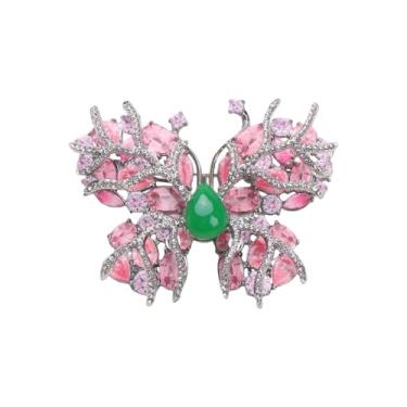 Imagem de Broche de borboleta elegante para mulheres imitação de zircônia cúbica cristal lapela broche delicado cachecóis xale vestido terno buquê acessórios requintados casamento noiva festa decoração de joias