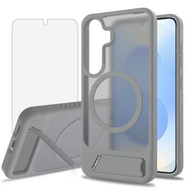 Imagem de Asuwish Capa de celular para Samsung Galaxy S24/S25 5G, com protetor de tela de vidro temperado, magnético, translúcido, suporte dobrável, à prova de choque, capa protetora S 24 24S 25 25S G5 SM-S931U