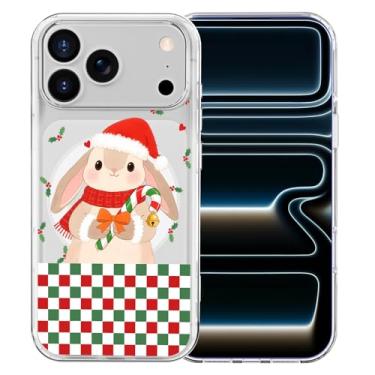 Imagem de MAYCARI Capa de Natal original para iPhone 17 Pro Max compatível com estampa magnética de coelho xadrez magnética transparente para meninas e mulheres capa protetora à prova de choque para Apple de