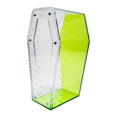 Imagem de MotiveTech Terrário para aranha-saltadora, recipiente de acrílico transparente para répteis, pequeno aquário, gaiola para tarântulas para uso doméstico, Verde