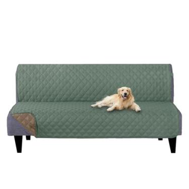 Imagem de U-NICE HOME Futon Capas de sofá reversíveis, sem braços, capa protetora de móveis, resistente à água (Futon, verde acinzentado/acinzentado)