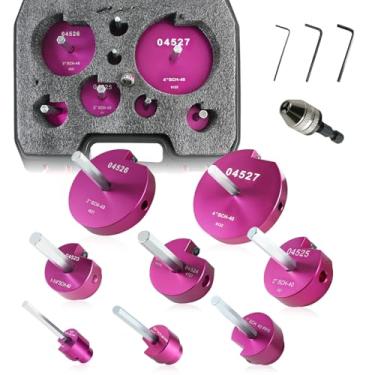 Imagem de Kit de alargador de tubo de PVC 8 peças 3/10.2 cm, 1/5.1 cm, 2.5 cm, 1-1/10.2 cm, 1-1/5.1 cm, 5.1 cm, 7.6 cm, 10.2 cm para acessórios de plástico SCH 40 CPVC e ABS – Serve para brocas de 1/5.1 cm com